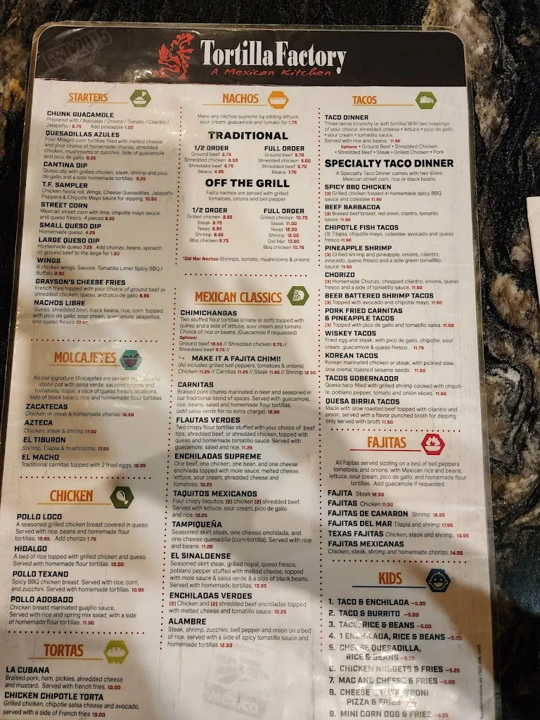 Menu_Tortilla Factory - A Mexican Kitchen_Barboursville, WV_image_old_3