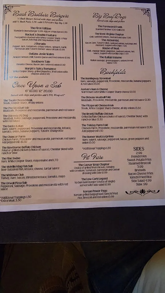Menu_Olde Library Tavern_Barboursville, WV_image_old_3