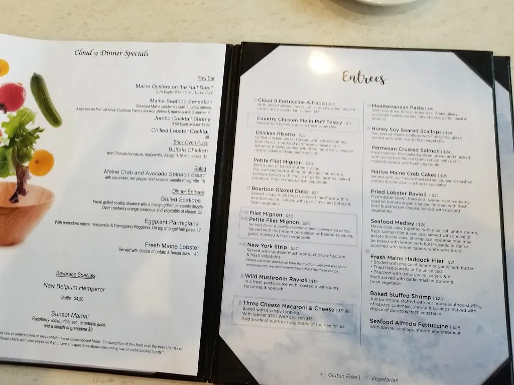 Menu_Cloud 9 Restaurant_Augusta, ME_image_old_1