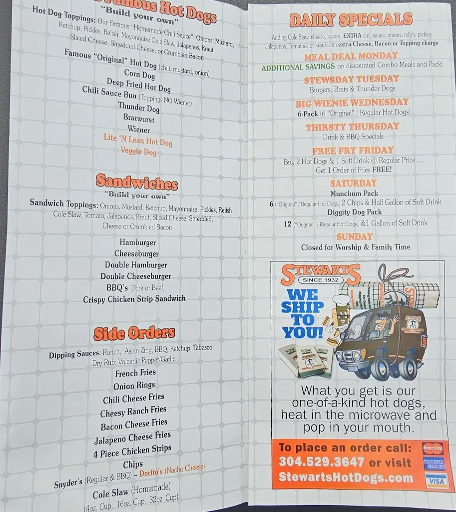 Menu_Stewarts Original Hot Dogs- Kenova_Kenova, WV_image_old_3