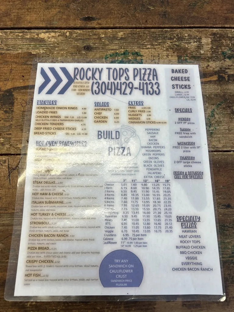 Menu_Rocky Top's Pizza_Kenova, WV_image_old_1