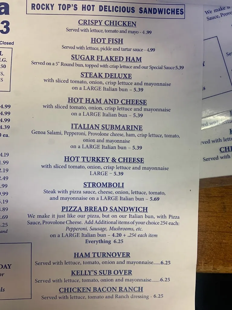 Menu_Rocky Top's Pizza_Kenova, WV_image_old_2