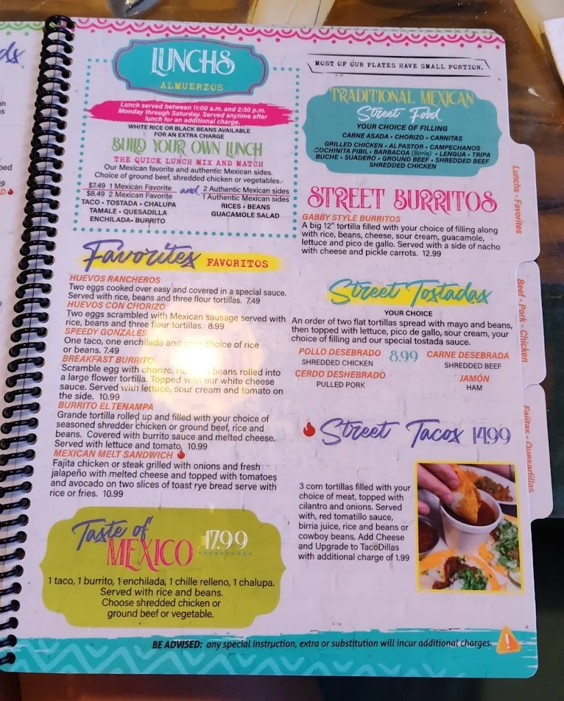Menu_Gabby's 152 Tortilla Street_Lavalette, WV_image_old_3
