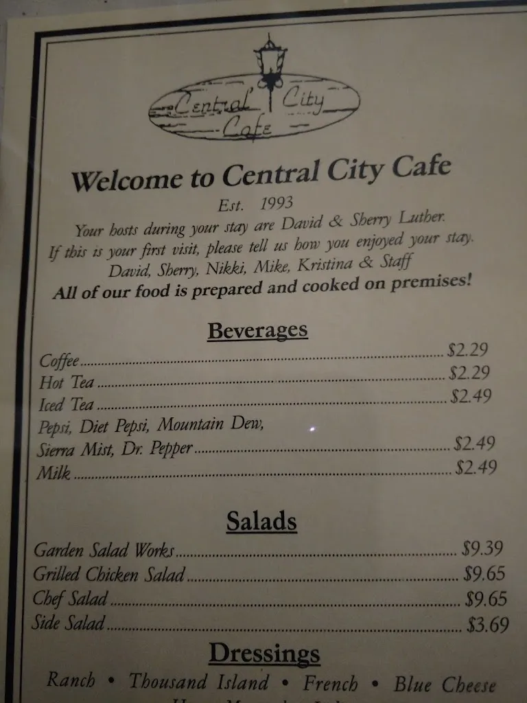 Menu_Central City Cafe_Huntington, WV_image_old_2