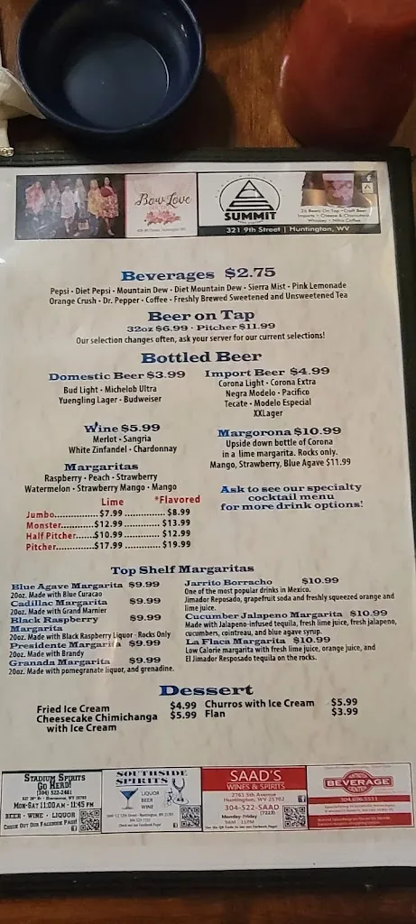 Menu_Tequila Grill_Huntington, WV_image_old_1