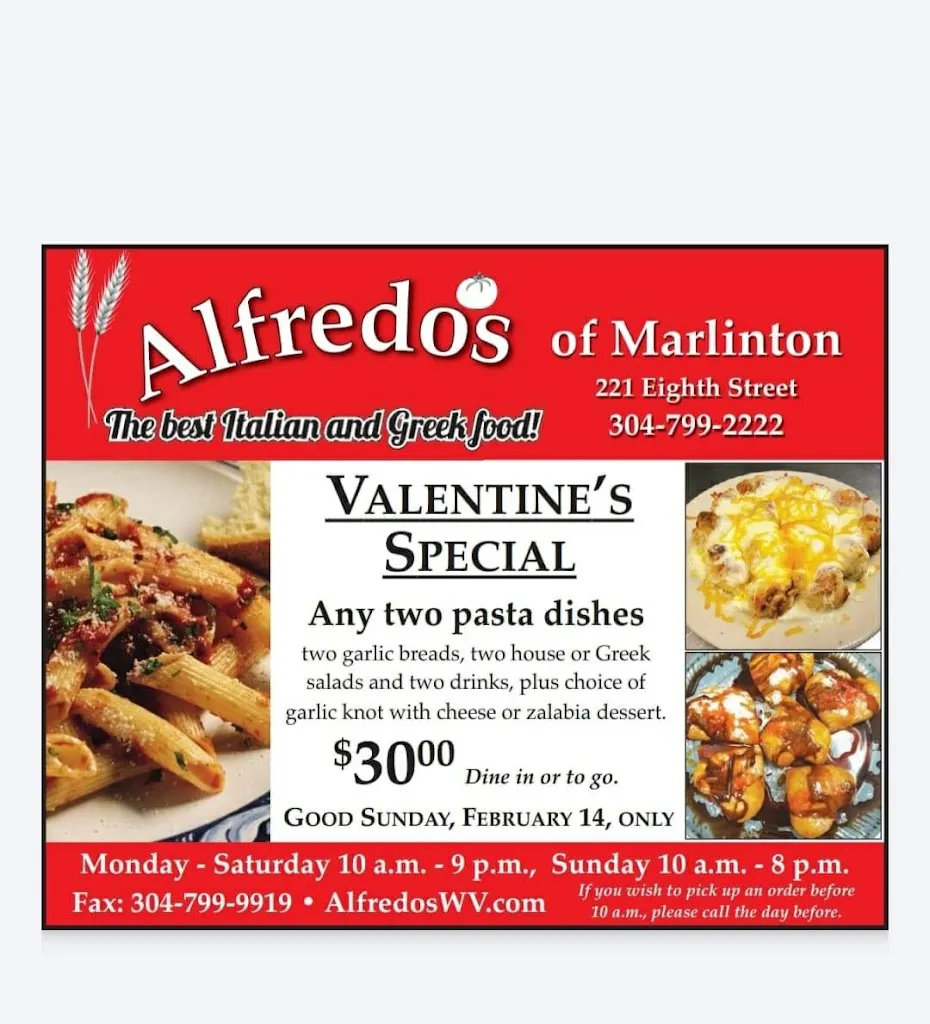 Menu_Alfredo's Italian & Greek_221 8th St, Marlinton_image_old_1