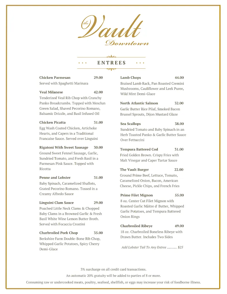 Menu_The Vault Downtown_Bluefield, WV_image_old_1