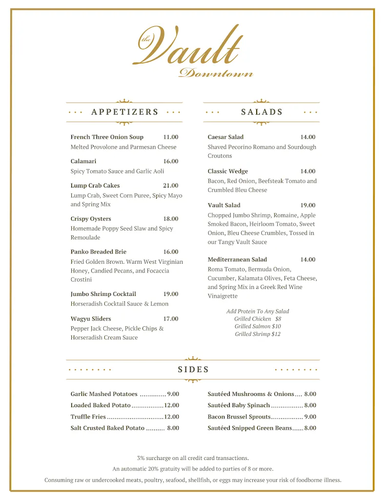 Menu_The Vault Downtown_Bluefield, WV_image_old_2