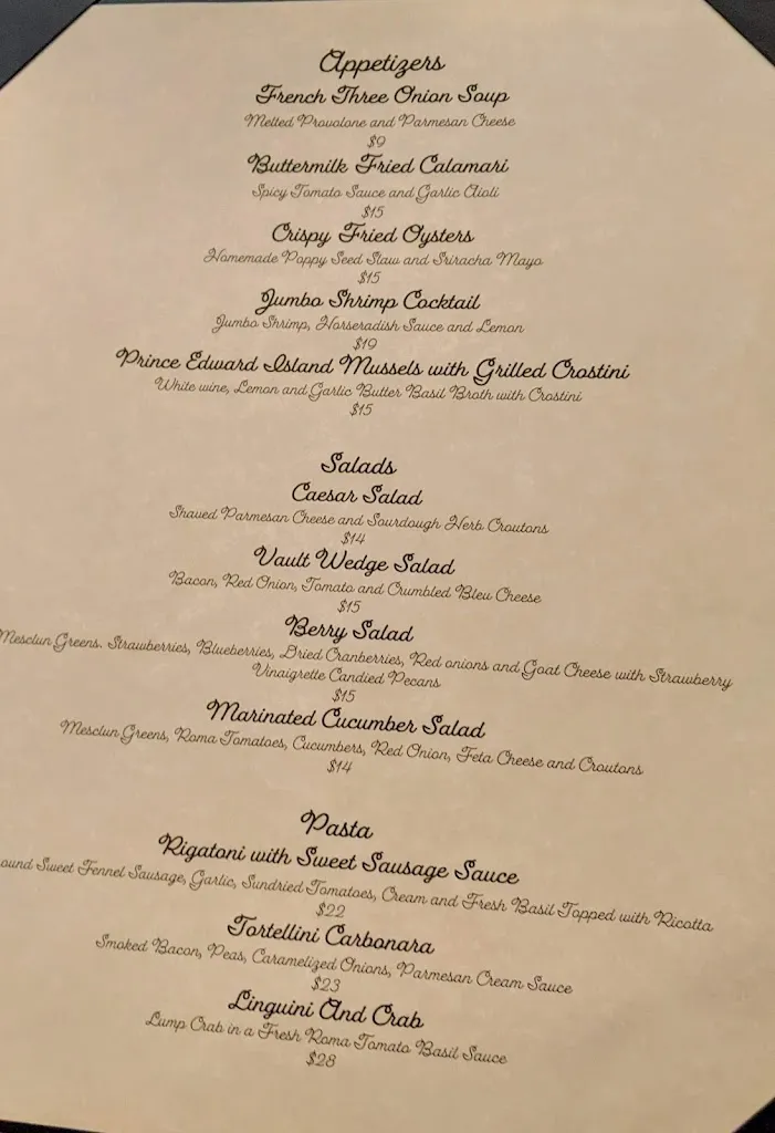 Menu_The Vault Downtown_Bluefield, WV_image_old_3