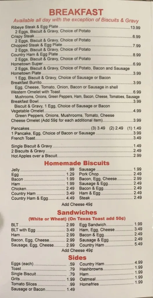 Menu_Hometown Restaurant_Peterstown, WV_image_old_2