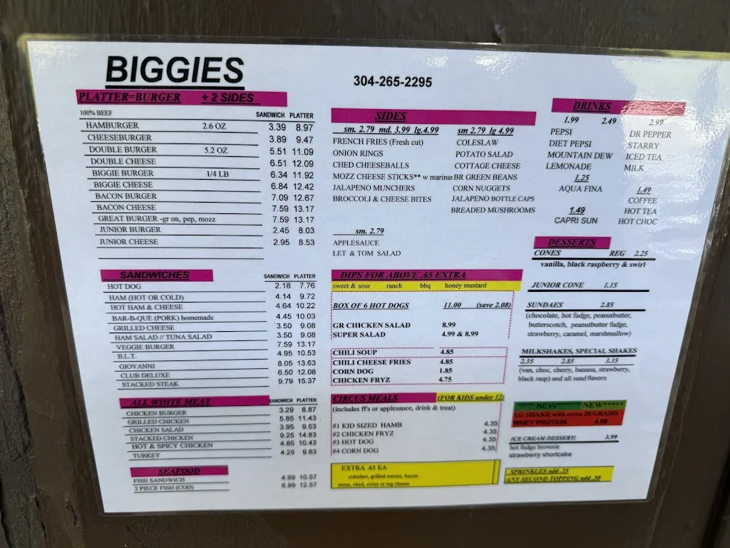 Menu_Biggies Restaurant_Grafton, WV_image_old_1