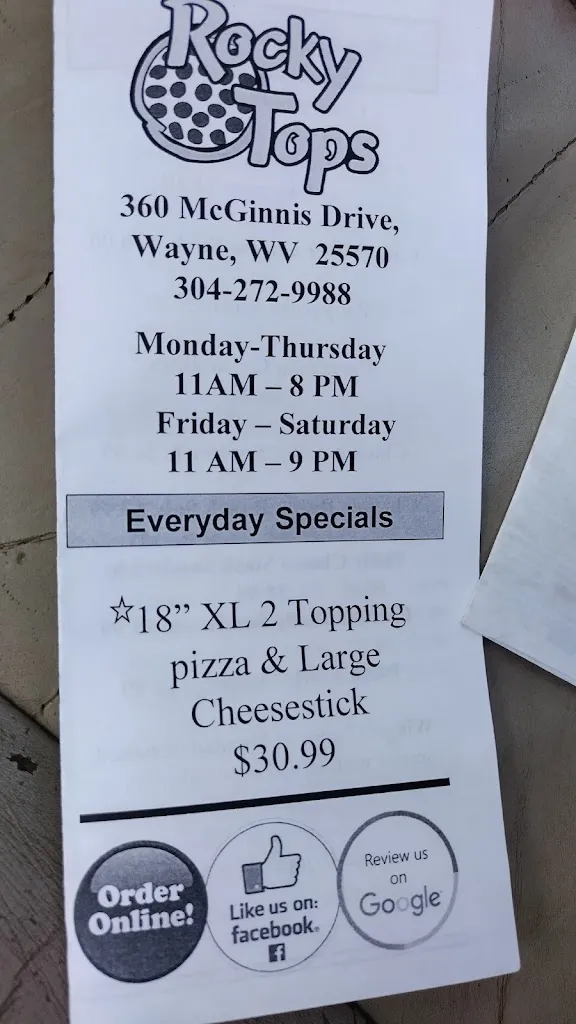 Jessica Campbell_Rocky Tops Pizza- Wayne_Wayne, WV_review
