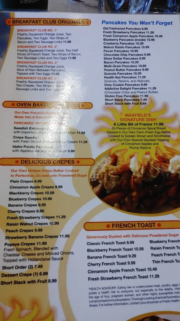Menu_Maxfield's Pancake House_Bayside, WI_image_old_3