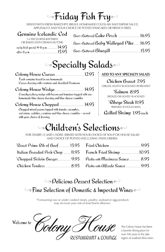 Menu_Colony House Restaurant_Trevor, WI_image_old_3