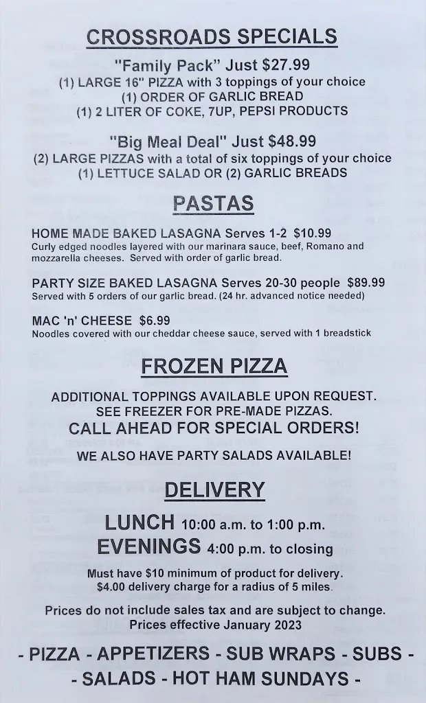 Menu_Crossroads Pizza & Subs_Big Bend, WI_image_old_2