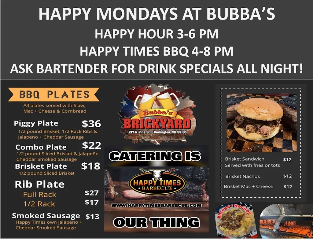 Menu_Bubba's Brickyard_Burlington, WI_image_old_1