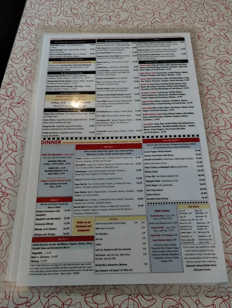 Menu_Bristol 45 Diner_Bristol, WI_image_old_1