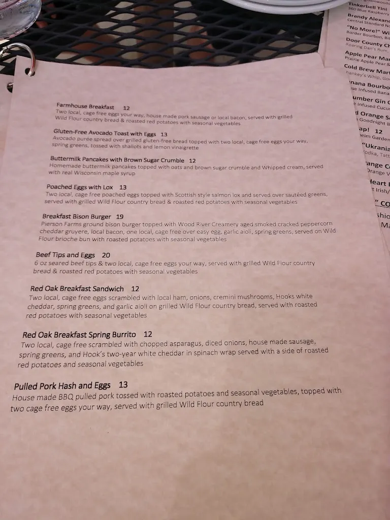 Menu_The Red Oak Restaurant_Bristol, WI_image_old_1