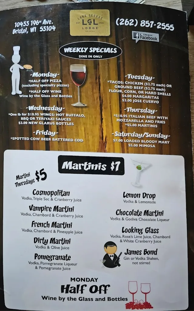 Menu_Lake George Lodge_Bristol, WI_image_old_1