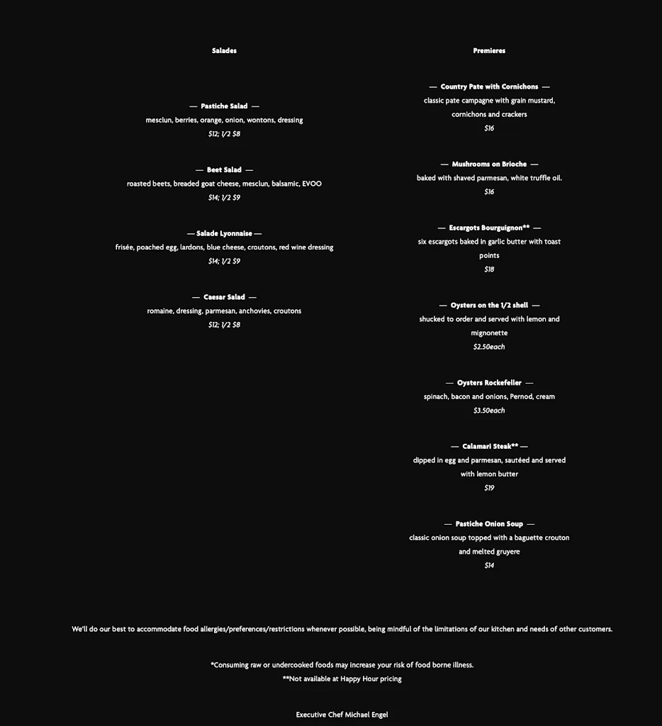 Menu_Pastiche Bistro_Brown Deer, WI_image_old_1
