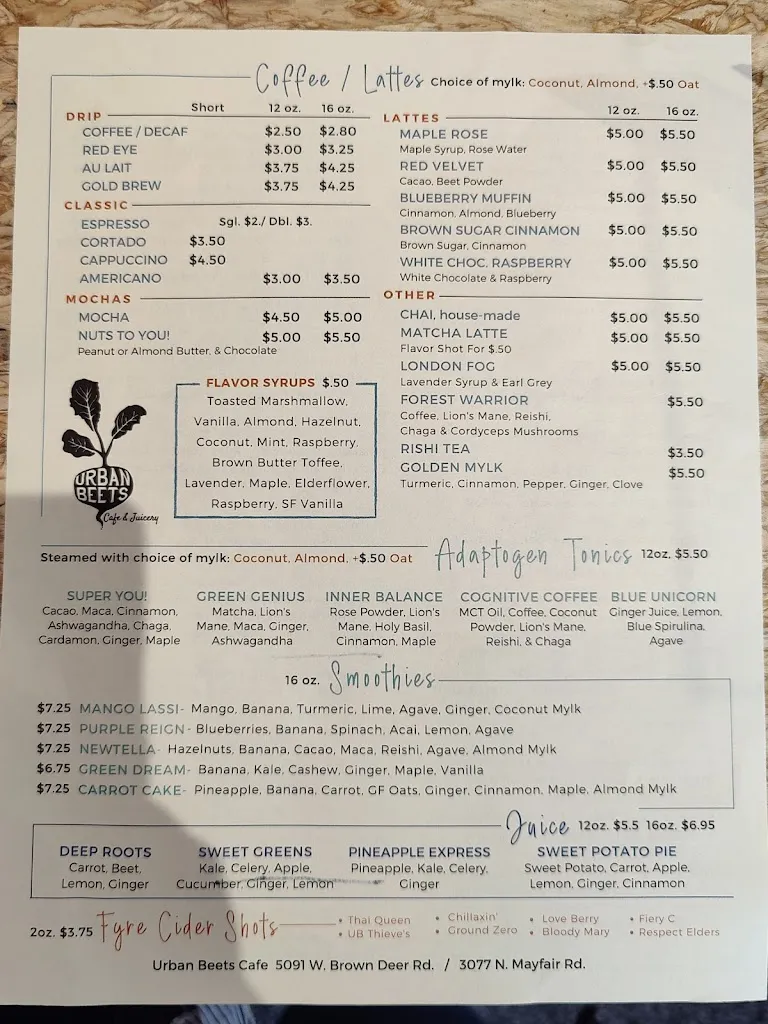 Menu_Urban Beets Cafe & Juicery_Brown Deer, WI_image_old_2