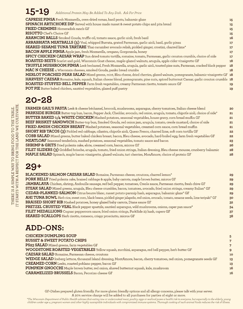 Menu_ParkSide 23_Brookfield, WI_image_old_1