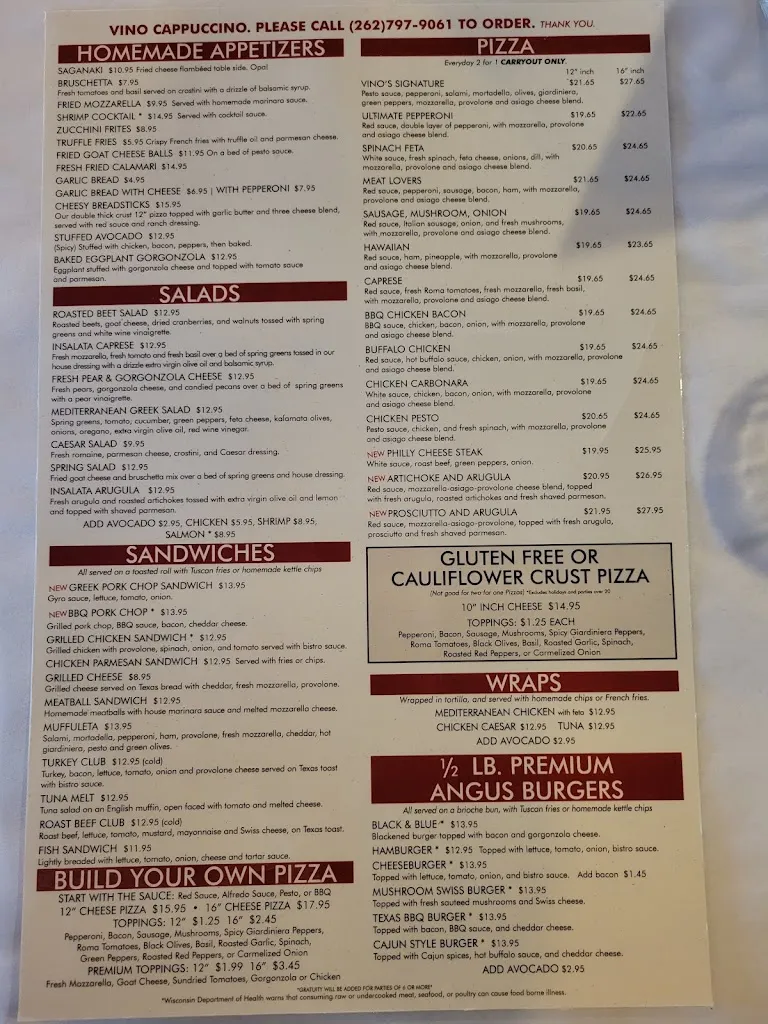 Menu_Vino Cappuccino_Brookfield, WI_image_old_1