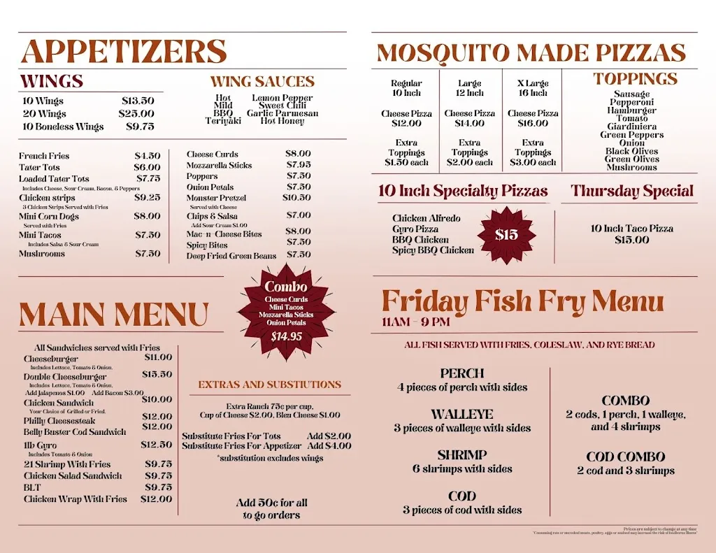 Menu_C & C's Mosquito Inn_Caledonia, WI_image_old_1