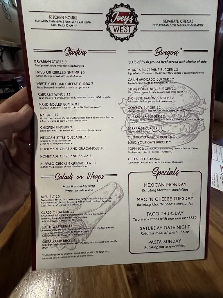 Menu_Joey's West_Franksville, WI_image_old_3
