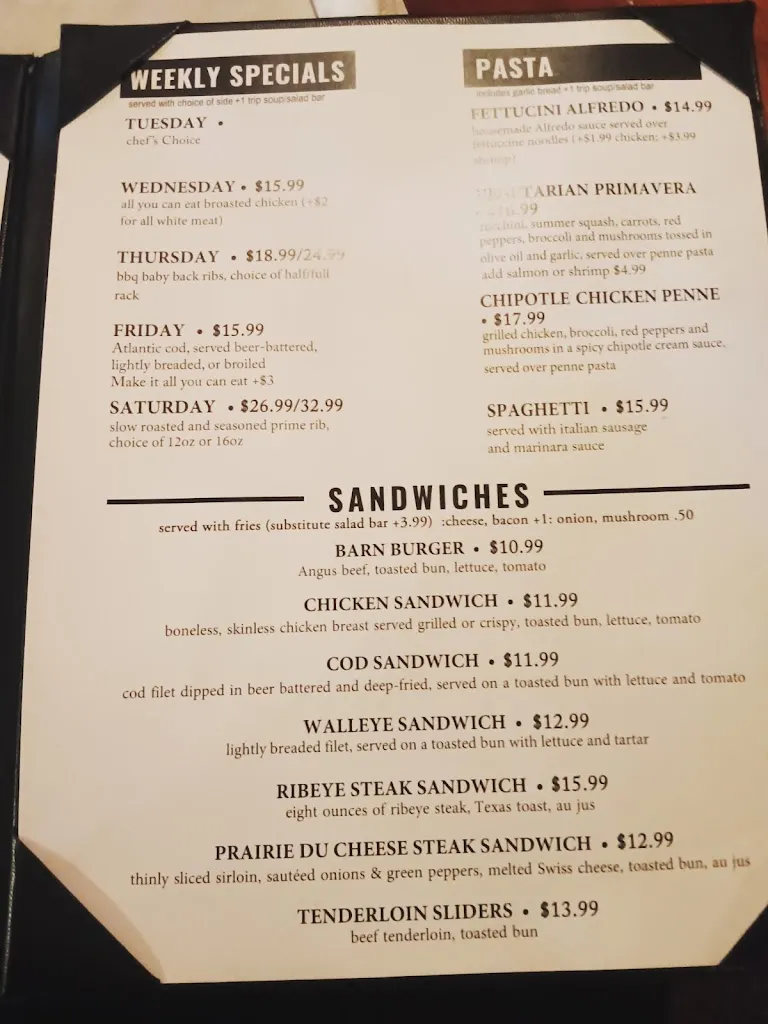 Menu_The Barn Restaurant_Prairie du Chien, WI_image_old_2
