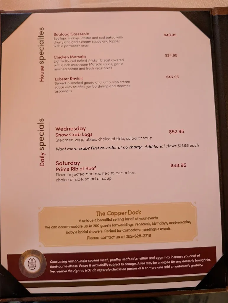 Menu_The Copper Dock_Hubertus, WI_image_old_3