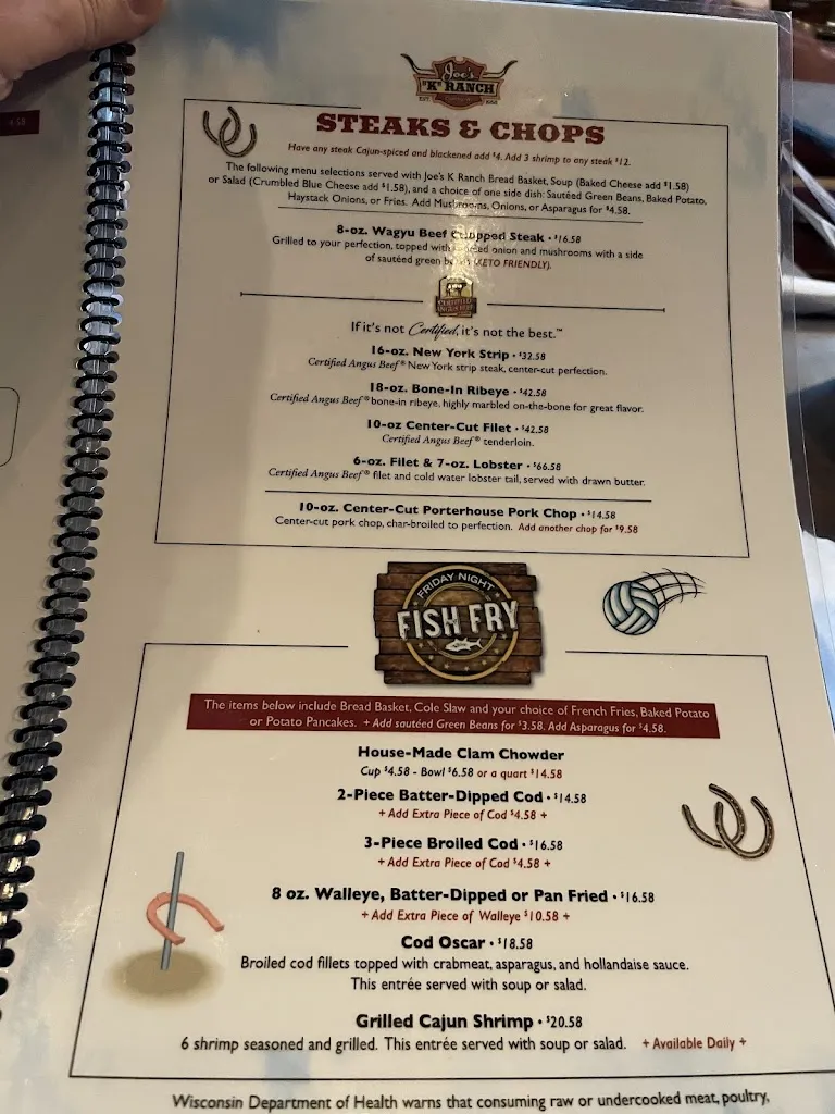 Menu_Joe's “K” Ranch_Cudahy, WI_image_old_2