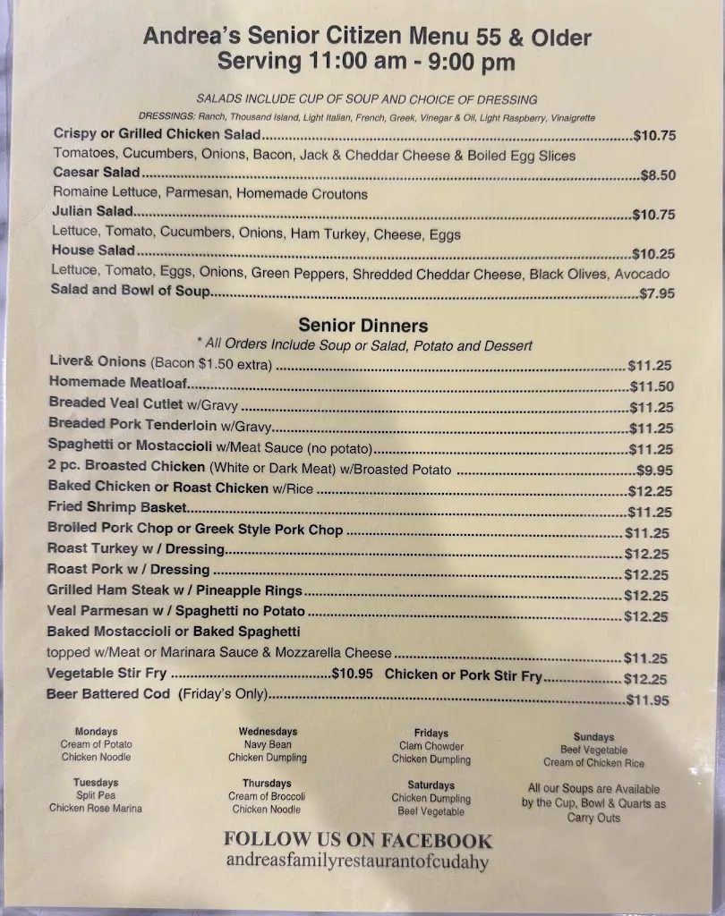 Menu_Andrea’s Family Restaurant_Cudahy, WI_image_old_1