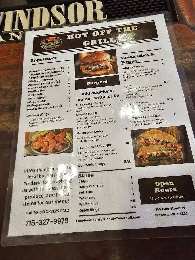 Menu_The Friendly Tavern_Frederic, WI_image_old_3