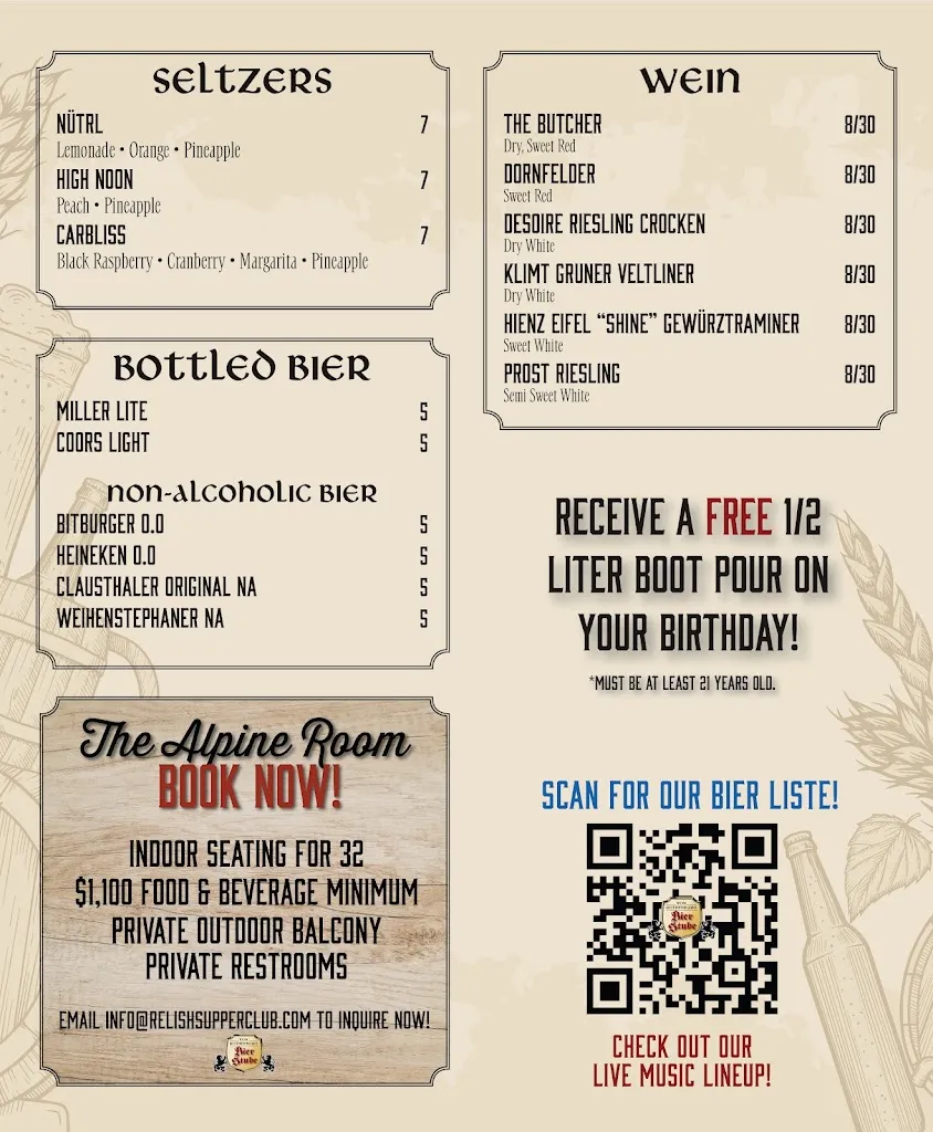 Menu_Von Rothenburg Bier Stube_Germantown, WI_image_old_2