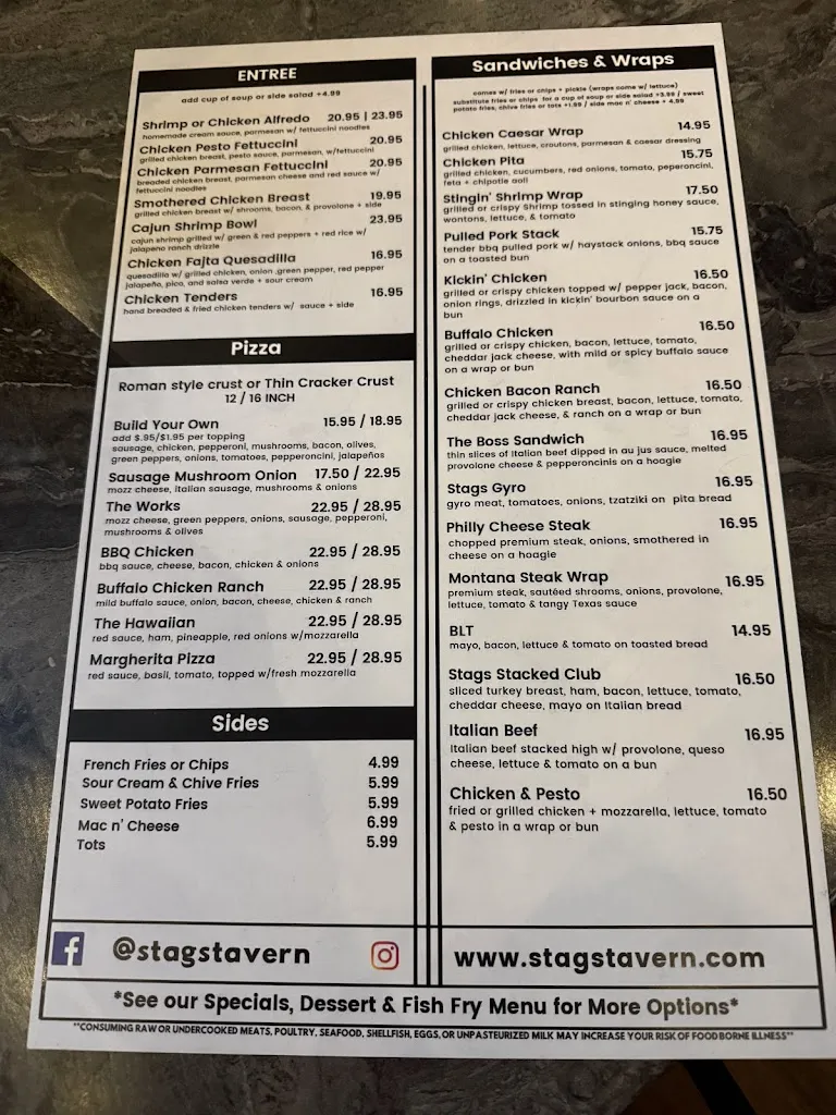 Menu_STAGS Tavern_Germantown, WI_image_old_1