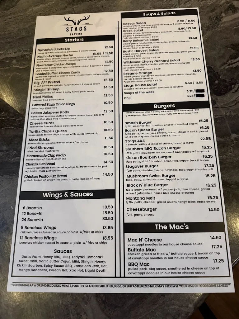 Menu_STAGS Tavern_Germantown, WI_image_old_2