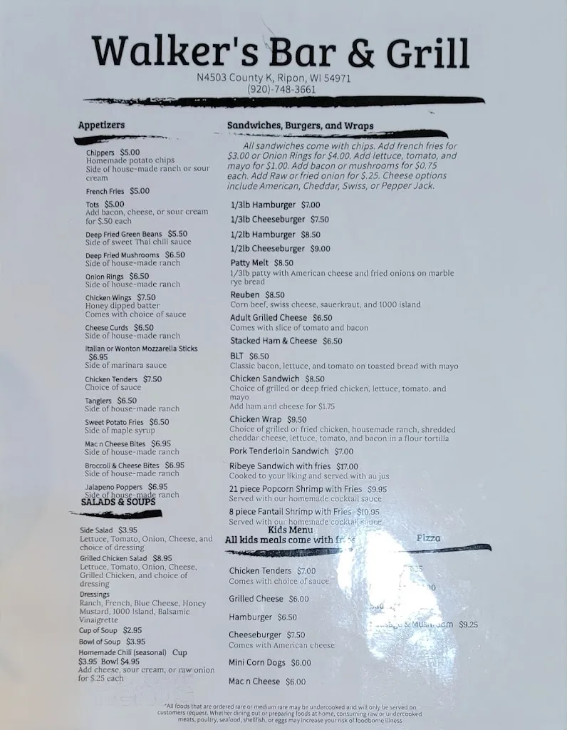 Menu_Walkers Bar & Grill_Ripon, WI_image_old_2