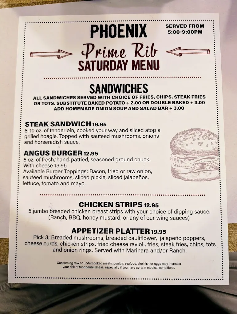 Menu_Phoenix Restaurant_Hartland, WI_image_old_1