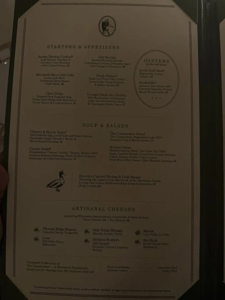 Menu_The Commodore - A Bartolotta Restaurant_Hartland, WI_image_old_2