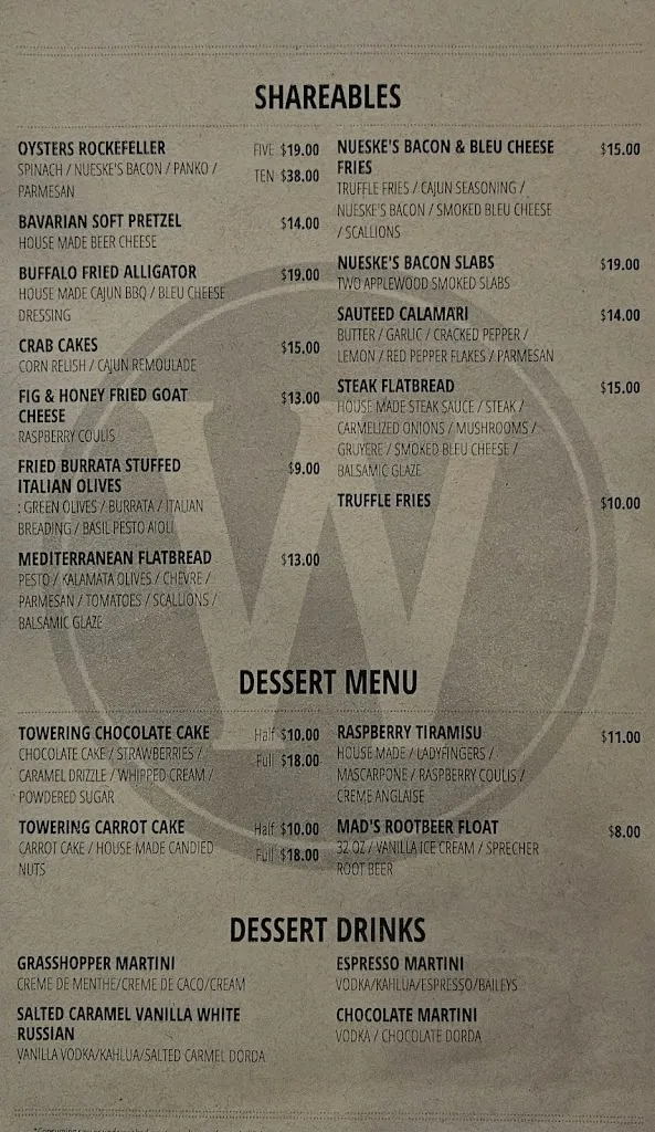 Menu_Wissota Chophouse - Hartford_Hartford, WI_image_old_1