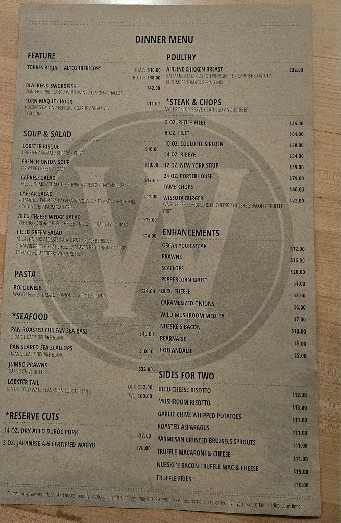 Menu_Wissota Chophouse - Hartford_Hartford, WI_image_old_2