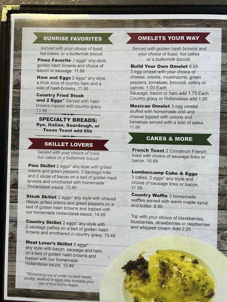 Menu_Pines Cafe_Ironwood, MI_image_old_1