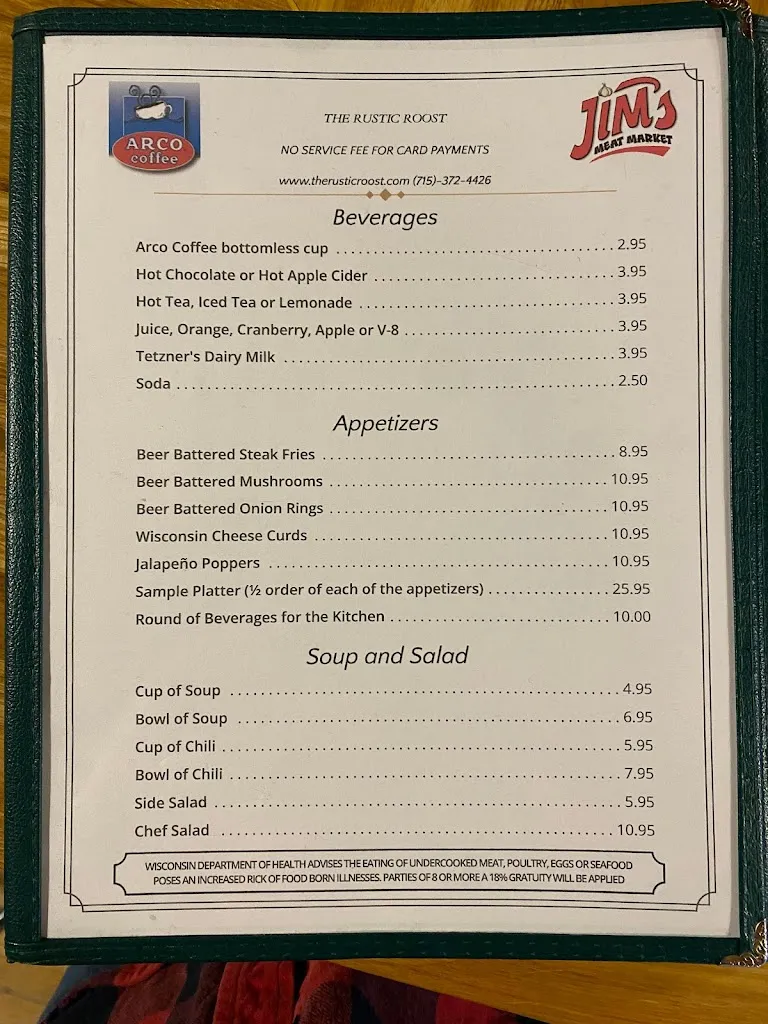 Menu_The Rustic Roost_Iron River, WI_image_old_2