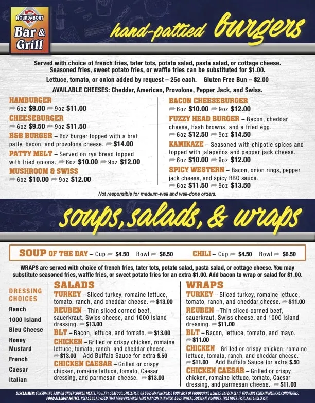 Menu_The Roundabout Bar & Grill_Kaukauna, WI_image_old_1