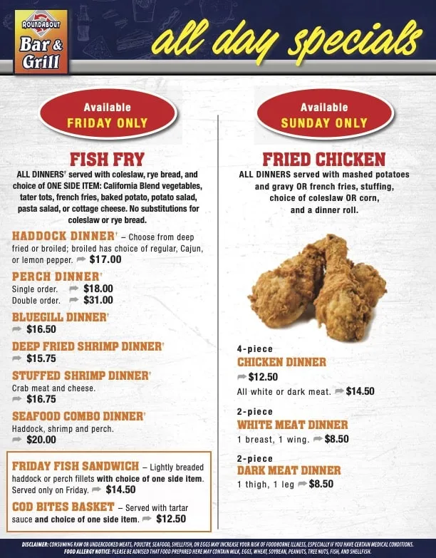 Menu_The Roundabout Bar & Grill_Kaukauna, WI_image_old_2