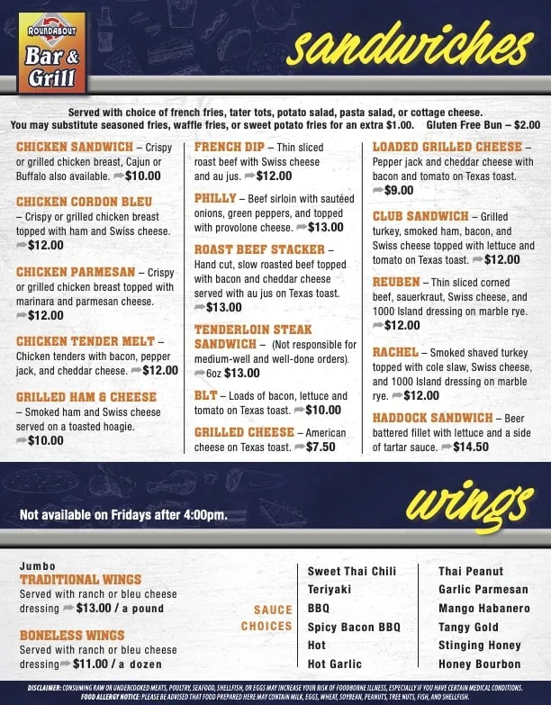 Menu_The Roundabout Bar & Grill_Kaukauna, WI_image_old_3