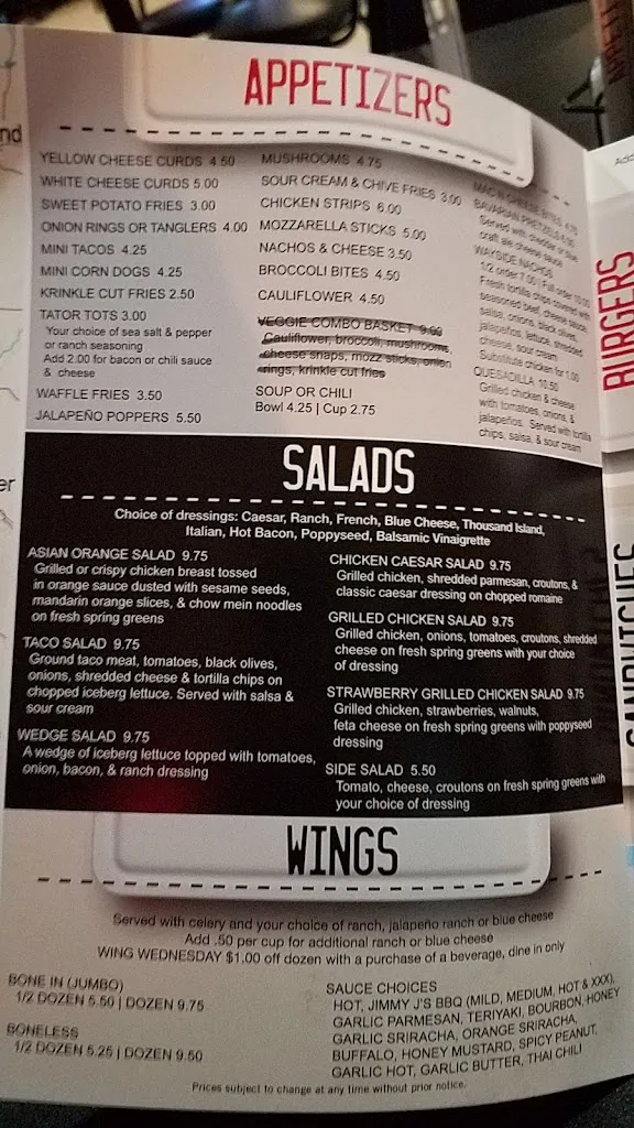 Menu_Road Trip Food And Spirits_Kaukauna, WI_image_old_3