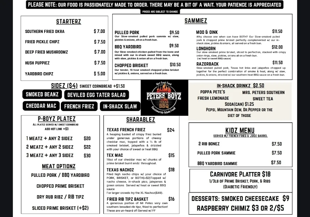 Menu_Peters' Boyz Texas BBQ_Kimberly, WI_image_old_1