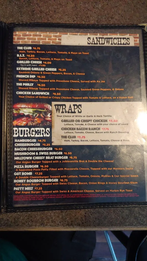 Menu_Milltown Still & Grill_Combined Locks, WI_image_old_2
